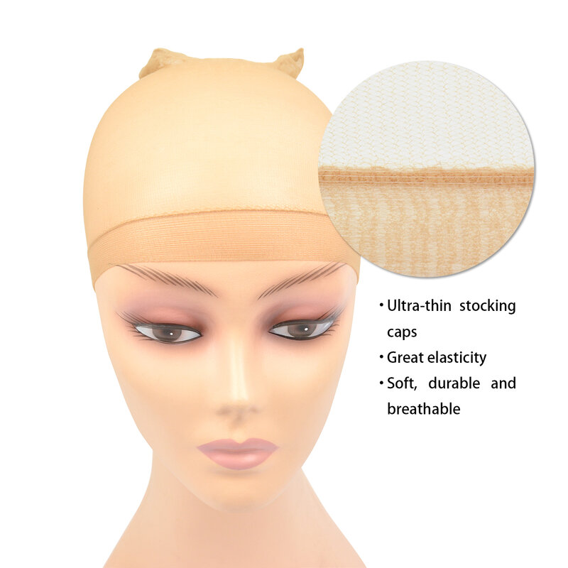2 pezzi HD calza parrucca Caps retina per capelli per parrucca anteriore in pizzo cappucci elastici per parrucca Nylon a rete sottile e traspirante