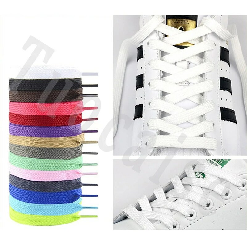 1 Pair 10mm Wide Flat Shoelaces For Sport Shoes Shoelace for Sneakers/Runner Colorful Shoe Laces Replacement