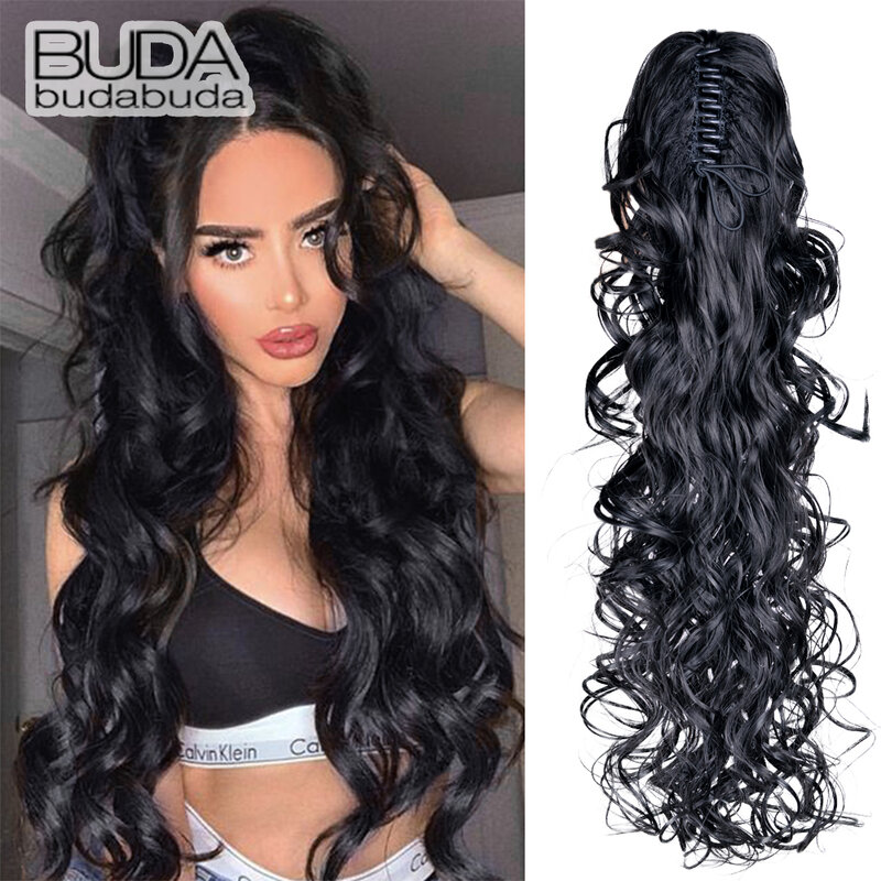 Curly Wavy Ponytail Hair Extensions Long Synthetic Claw Claw Clip On Ponytail Hair Extensions For Women Ombre Blonde Hairpieces