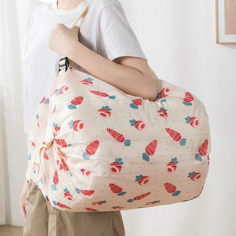 Tas belanja lipat besar baru, tas tangan satu bahu portabel ramah lingkungan dapat digunakan kembali untuk perjalanan tas saku modis