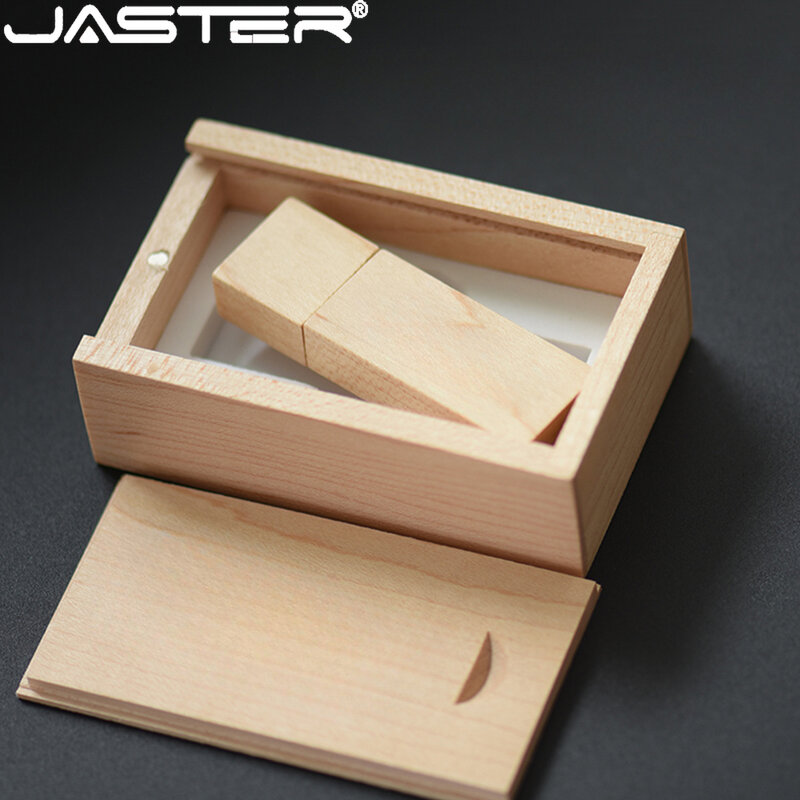 JASTER Pen drive kayu 64GB USB 2.0, Flash Drive Memory Stick Pendrive 32G High peed U Disk hadiah fotografi pernikahan
