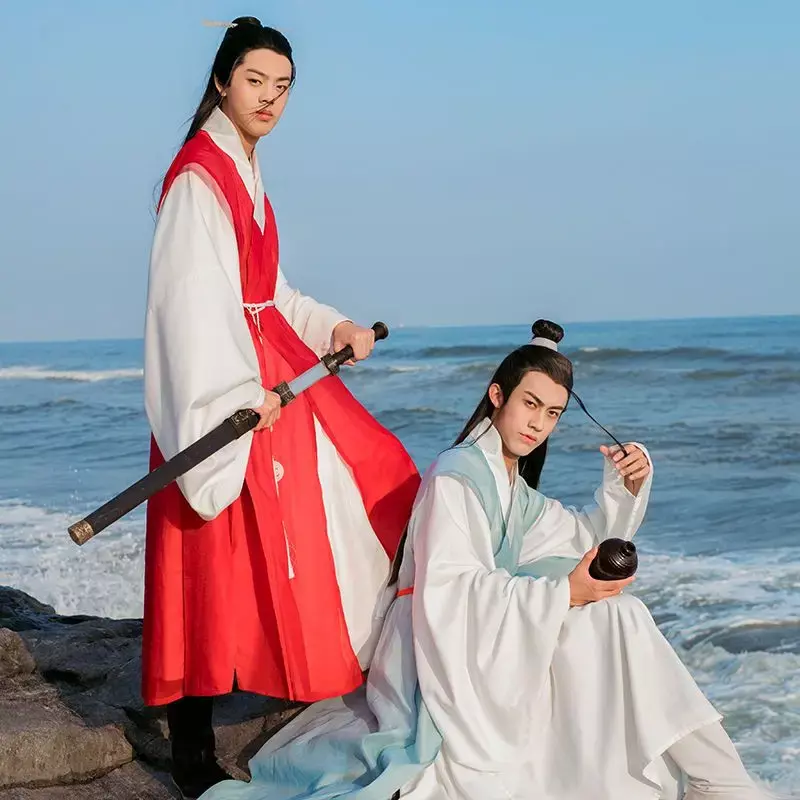 Ming Dynasty Chinese Hanfu Male Ancient Student Vintage Costume men Taoist robe Halloween Cosplay Costume Outfit For Men