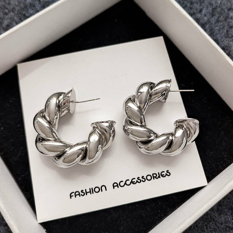 Pendientes de aro de Metal de temperamento elegante para mujer, joyería de moda, accesorios de oreja populares, regalo femenino