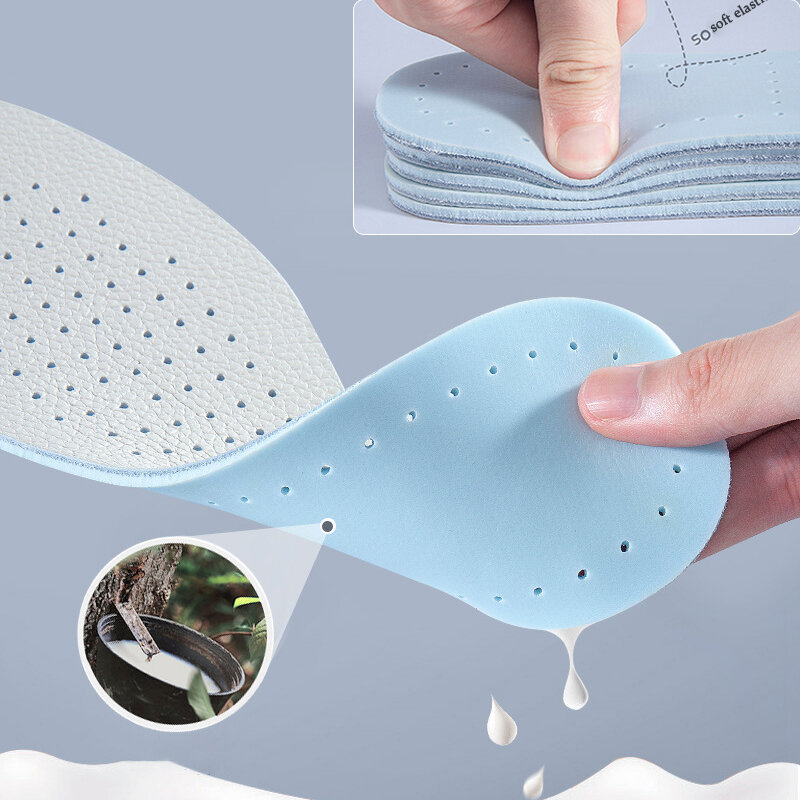 Latex Cowhide Insoles Thin Leathe Soft Sports Insole Arch Support Comfortable Shock Absorption Breathable Deodorization Shoe Pad