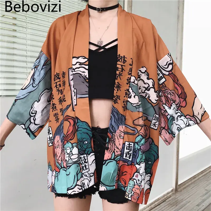 2021 Japanse Vrouw Kimono Vest Cosplay Shirt Blouse Voor Vrouwen Vintage Japanse Yukata Vrouwelijke Zomer Strand Gewaad Kleding