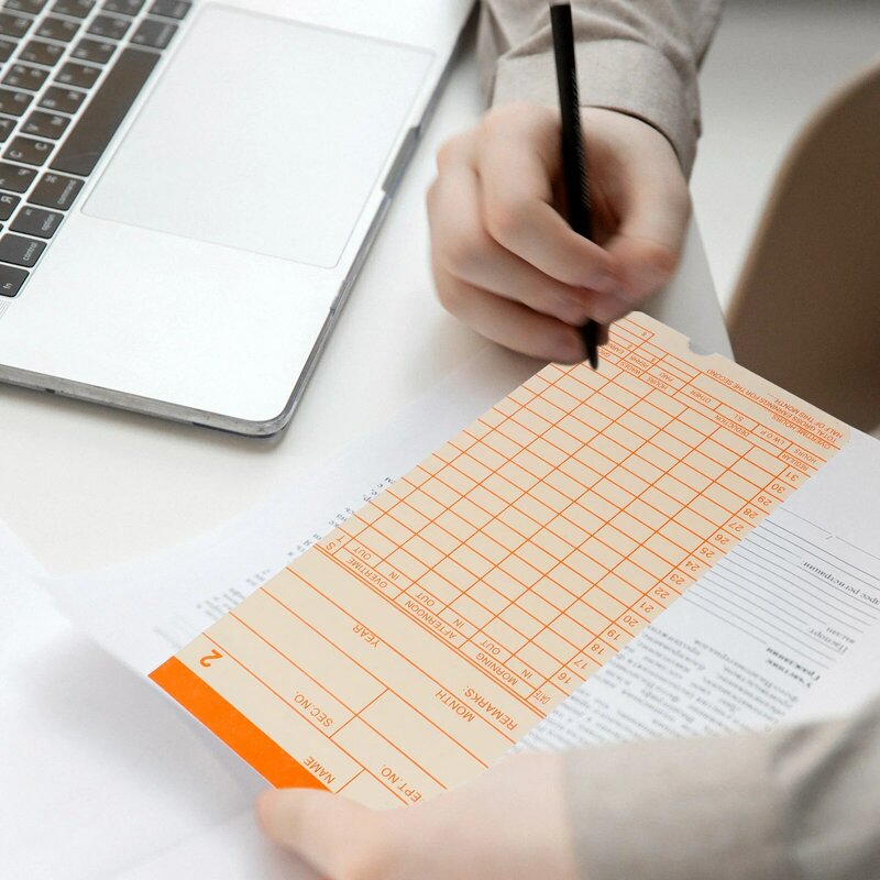 100 листов Тестовая карта хранение времени записи для офисных карточек настоящий бумажный английский таймер