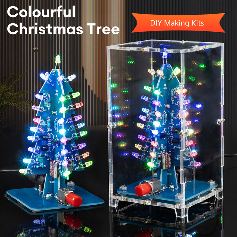 Kits de bricolaje de árbol de Navidad RGB LED intermitente, soldadura electrónica, colorido, 3D, Kits de bricolaje para soldadura, Práctica de Aprendizaje