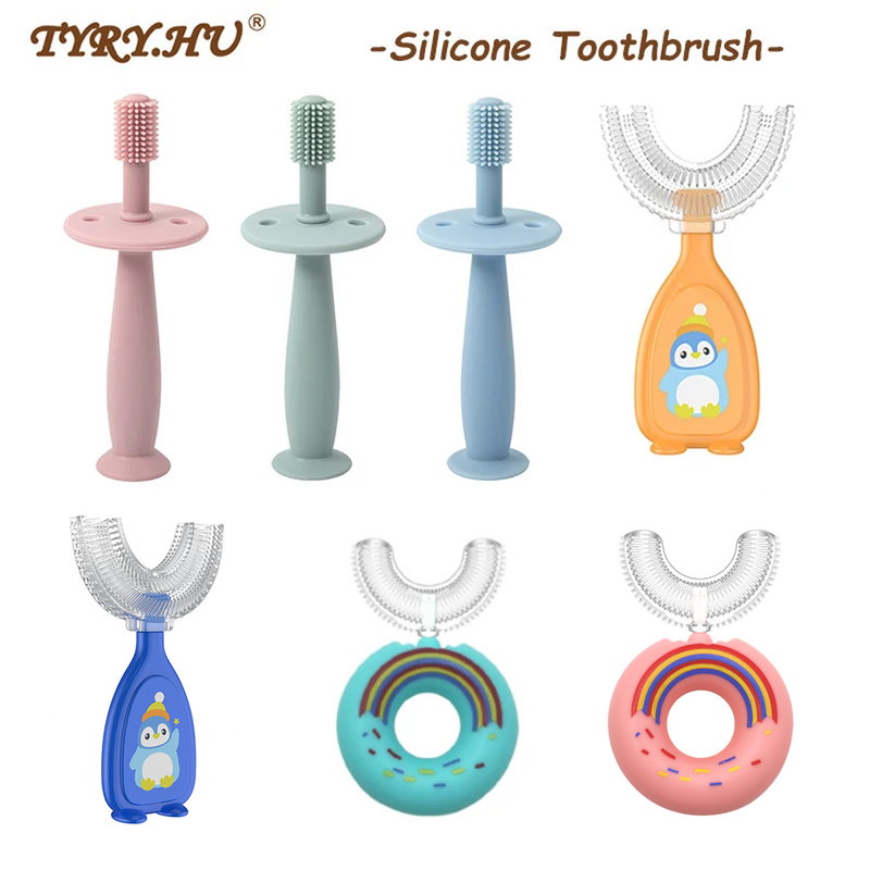 Cepillo de dientes de entrenamiento de silicona suave para bebé, herramienta para el cuidado bucal, artículos infantiles, 1 unidad