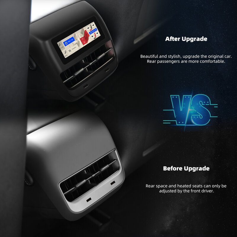 Podofo Rücksitz bildschirm für Tesla 3/y 2008-2015 2019 Zoll Unterhaltung system Rücksitz klimaanlage mit Sitzheizung
