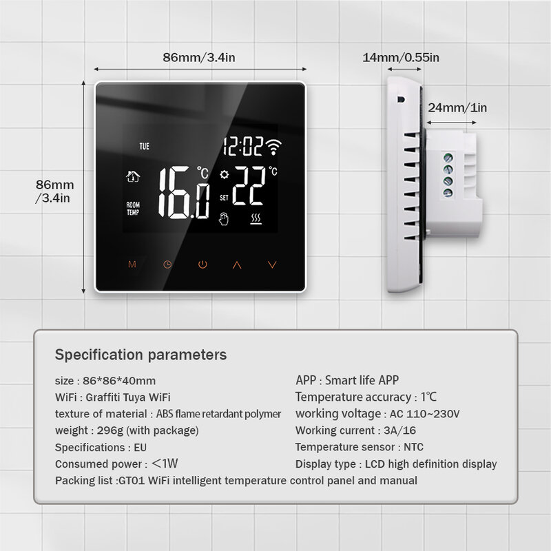 ME81 TUYA 앱 와이파이 스마트 온도조절기 바닥 난방 TRV 물 가스 보일러 온도 음성 리모컨, 구글 홈 알렉사용