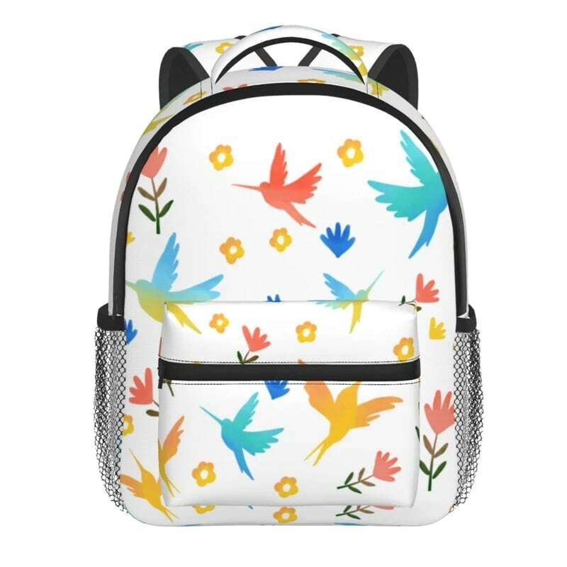 BYMONDY 아동용 학교 가방, 여아용 새 꽃 무늬 패션, 나일론 배낭, 애니메이션 만화 학교 가방, Mochila Infantil Escolar