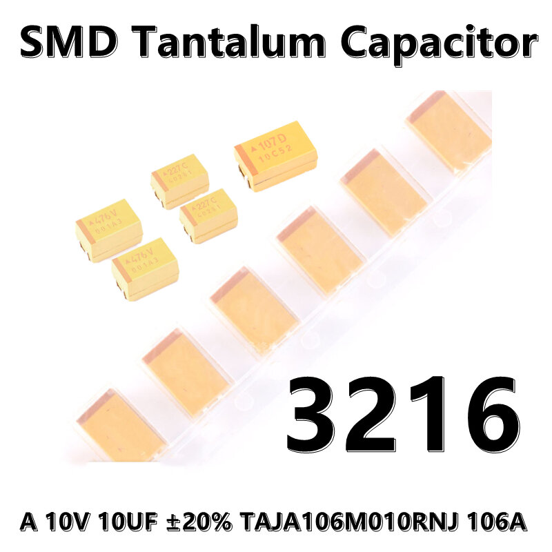مكثف التنتالوم 3216 (النوع أ) ، 35 فولت ، 470nf ، ± 10% ، taja474k035rnj ، 474 فولت ، 1206 ، 5 قطعة