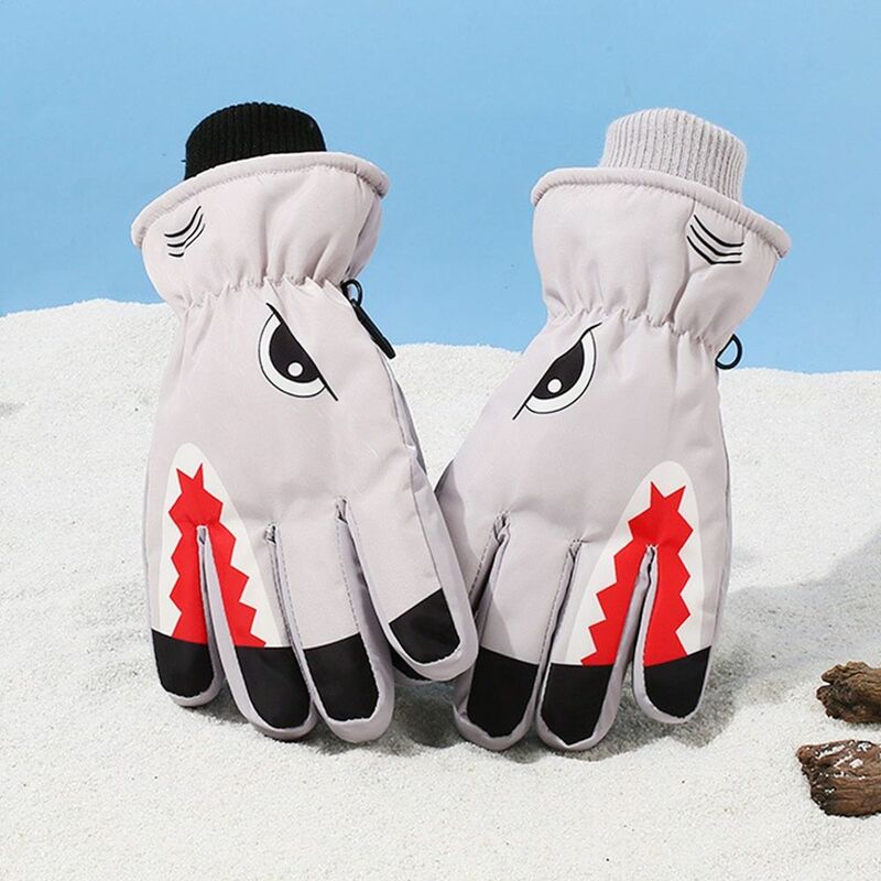 Non-slip Children Ski Gloves Windproof Thick Warm Waterproof Mittens Cartoon Cute Sports Gloves for 8-14 Years Old
