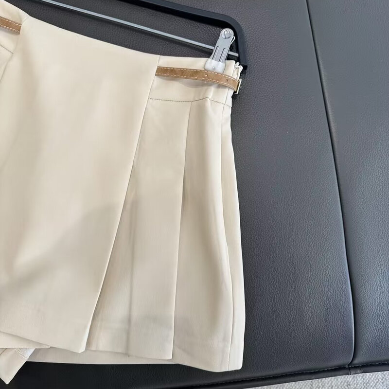 Новые модные темпераментные брюки в комплекте с топом с поясом и юбкой