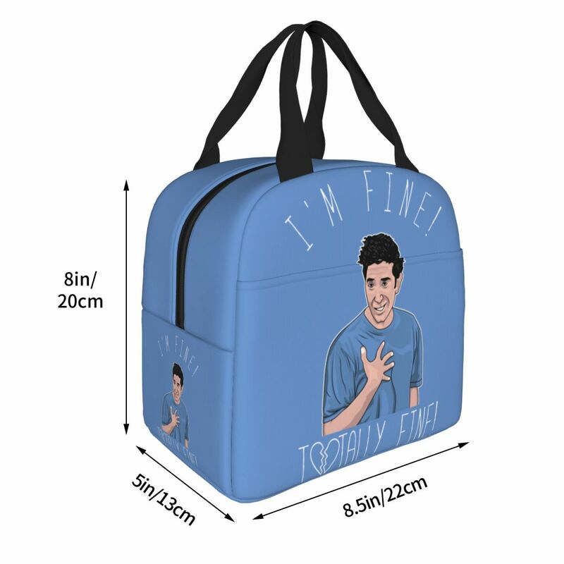 I'm Fine Totally Fine Ross Funny Friends Tv Show Insulated Lunch Bag Cooler Bag Lunch Container Lunch Box Tote Food Handbags