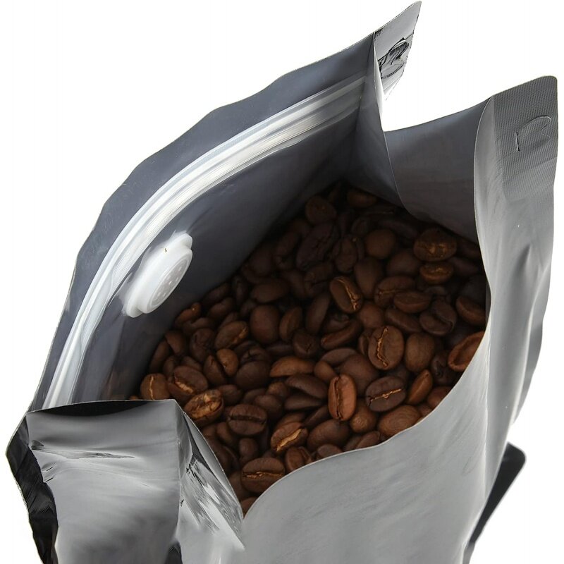 Aangepast Product, 125G 500G 1Kg 250G Custom Acht Zijafdichting Platte Bodem Koffieboon Aluminiumfolie Koffieverpakkingen Wit