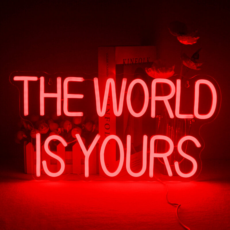 The World Is Yours Neon Sign Letter LED Lights Estetyczna dekoracja pokoju na wesele Sypialnia Impreza Dom Bary Art Wall Decor Lamp