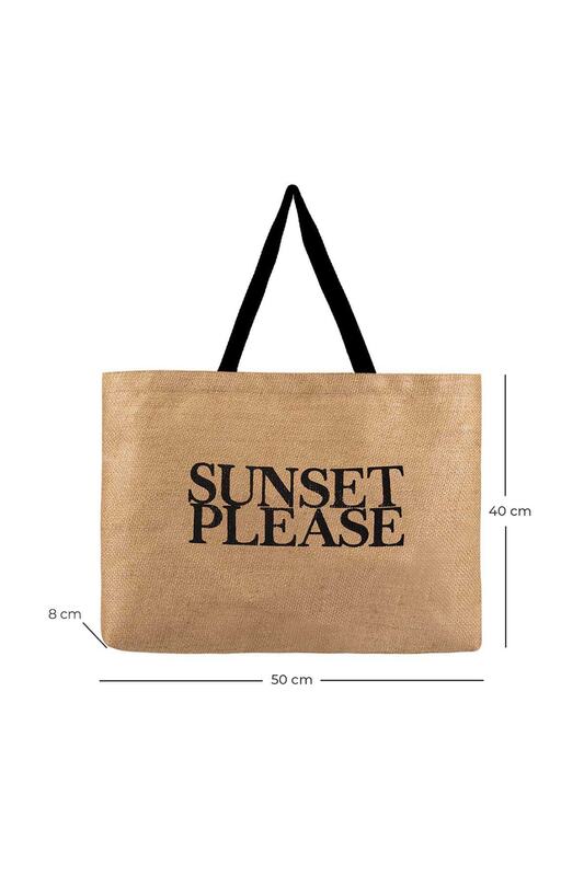 Please Sunset bolsa de playa de yute impresa