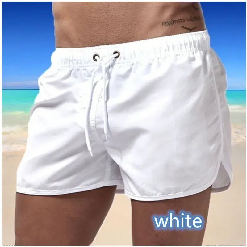กางเกงว่ายน้ำชายหาด2024ฤดูร้อนแฟชั่นของผู้ชายกางเกงขาสั้นแห้งเร็วมีกระเป๋า celana berselancar มีเชือกดึงระบายอากาศได้ดี
