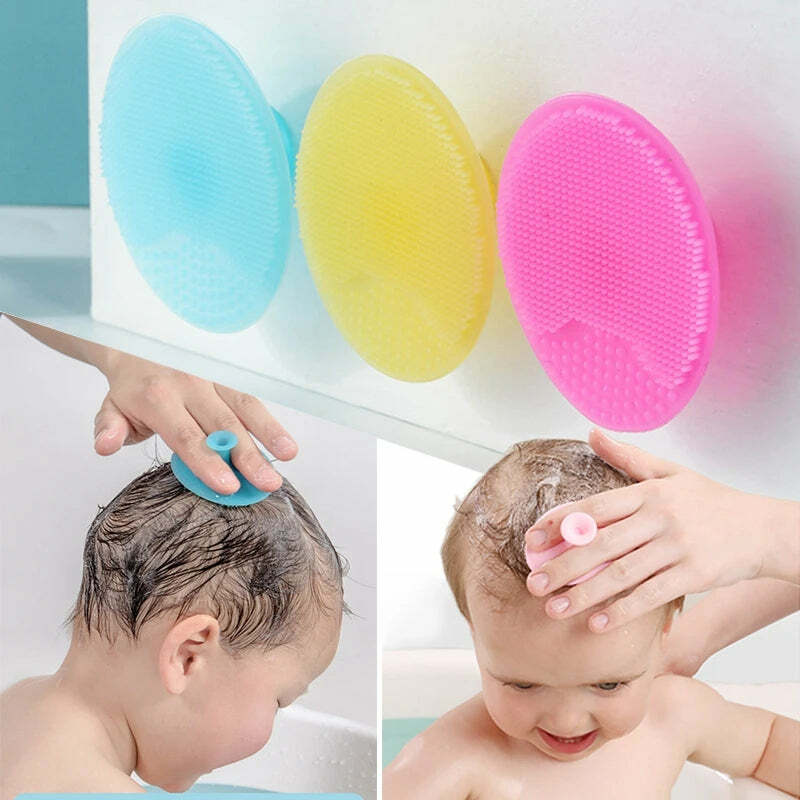 Baby Silicone Shampoo Brush Infant Bathing Soft Multifunction Shower Brushes  Kids Children Scalp Massage Facial Cleaning Brush