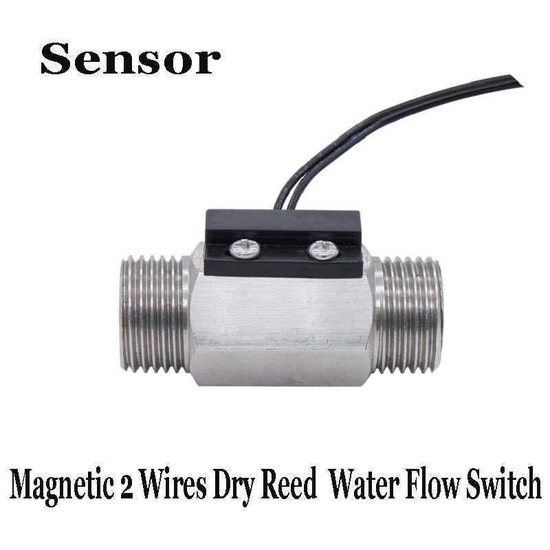 Sensor de acero inoxidable G 1/2 ", DN15 magnético de 2 cables, lengüeta seca de 70W/220V, interruptor de flujo de agua