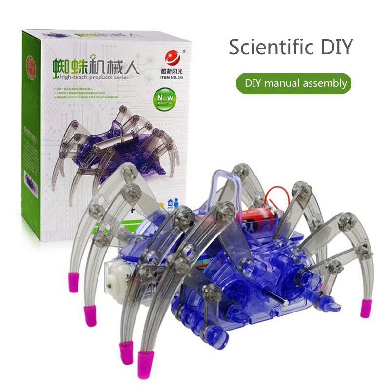 Kit Mainan Rakitan 3D Edukasi DIY Model Laba-laba Robot Listrik Baru untuk Hadiah Ulang Tahun Natal Anak-anak