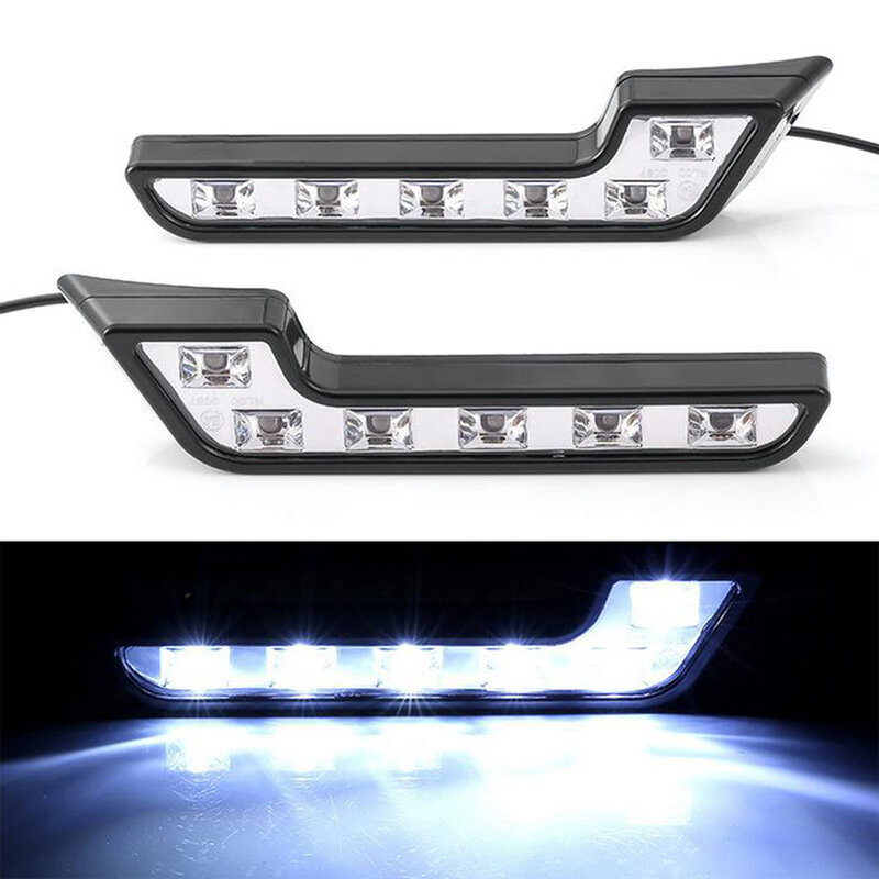 Universal 2Pcs LED Car Daytime Running Light 6LED 12V L-shaped Fog Light Durable Waterproof Car LED Lamp