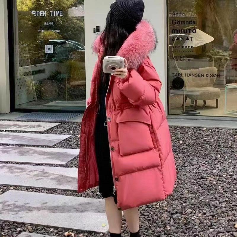Piumino invernale da donna Casual con cappuccio spesso caldo antivento lungo parka giacche moda donna outwear piumino R472