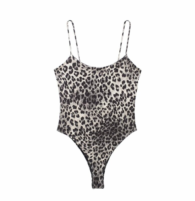 set woman 2 pieces2024 Fashion Leopard print suspender jumpsuit Female + Vertical Pants Women's suit