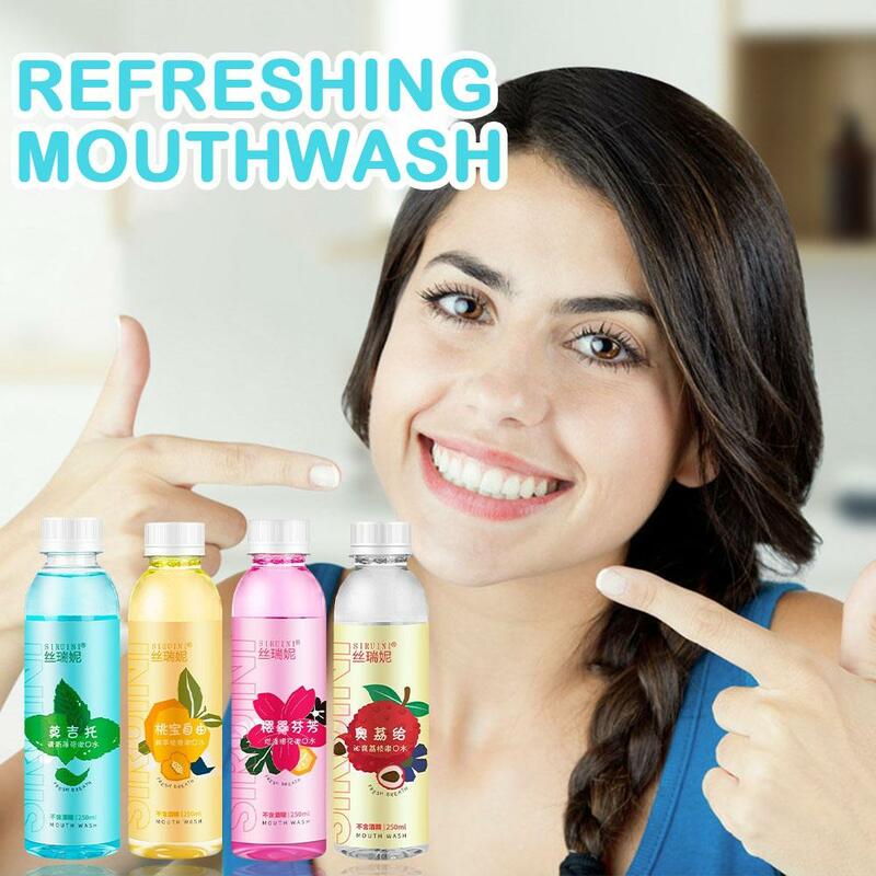 Enxaguante bucal de limpeza suave para cuidados com os dentes, portátil oral, hortelã, branco, pêssego, boca, respiração, Re Q5n5, 250ml