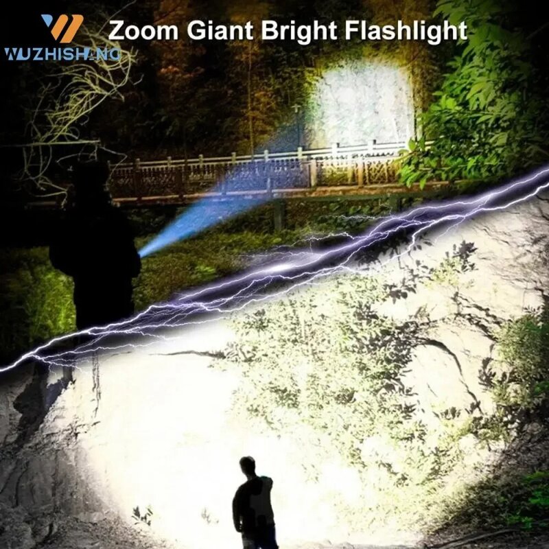 Powerful LED Flashlight 100 Lumen Tactical Flashlights Rechargeable USB 18650 Waterproof Zoom Fishing Hunting LED Flashlight
