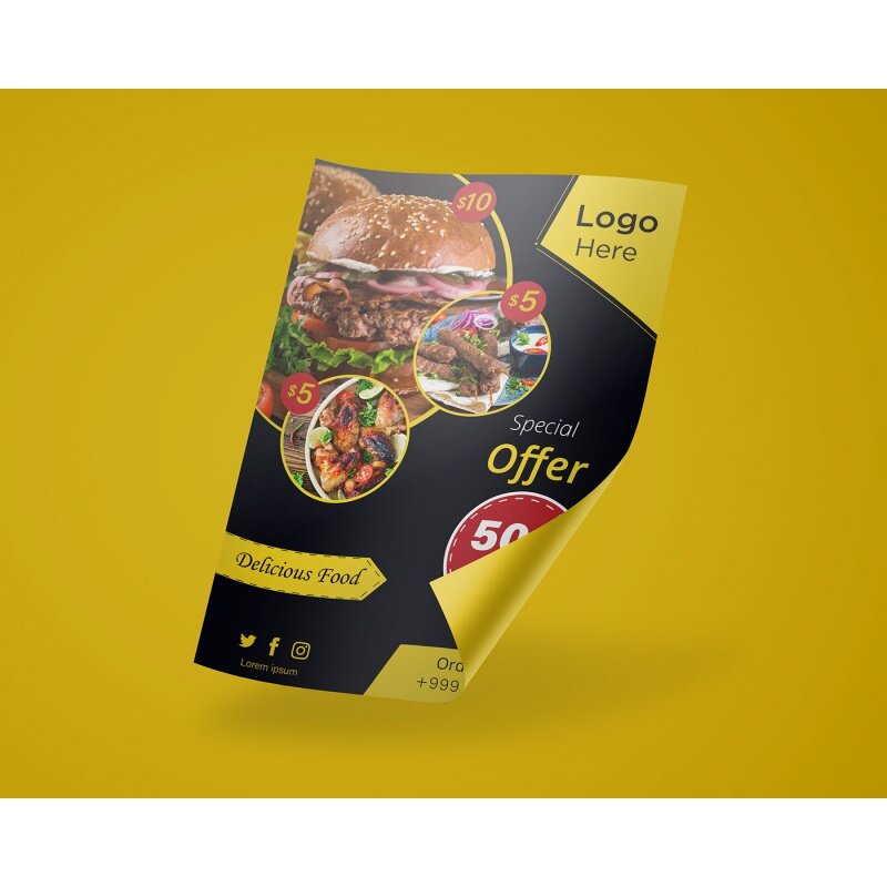 Customized product.Custom A4 A5 A6 Size Offset Flyers Printing for Hamburger Advertising