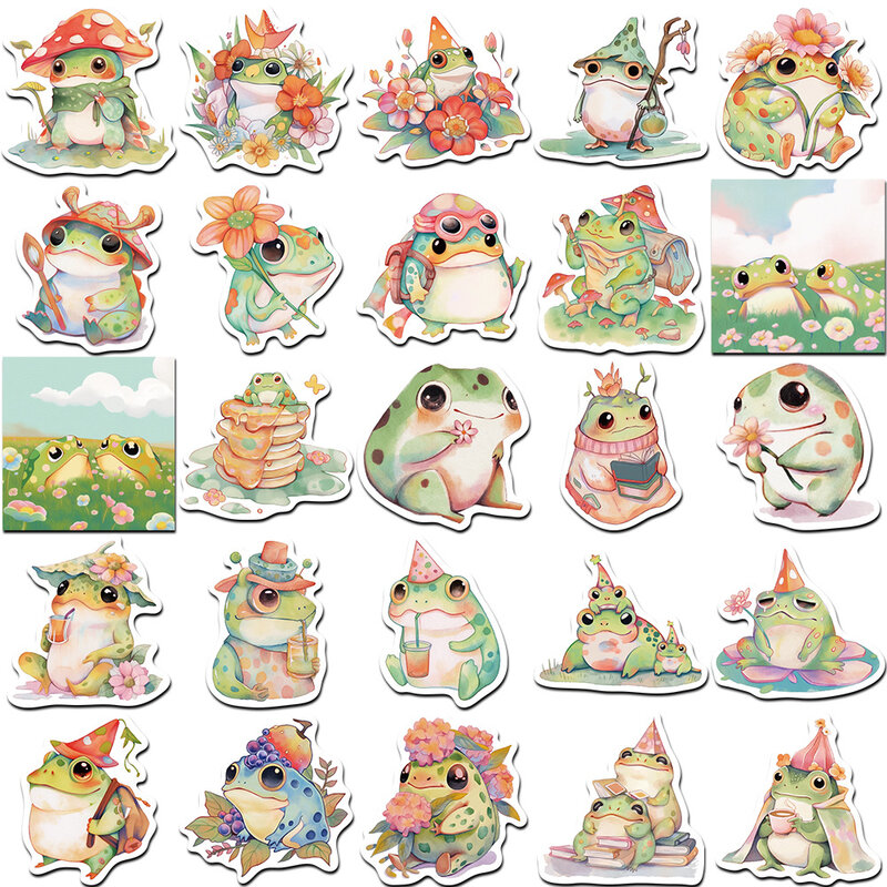 10/30/50PCS Cute Cartoon Colorful Funny Fat Frog Stickers DIY Laptop Luggage Skateboard Graffiti Decals Fun for Kid Gift