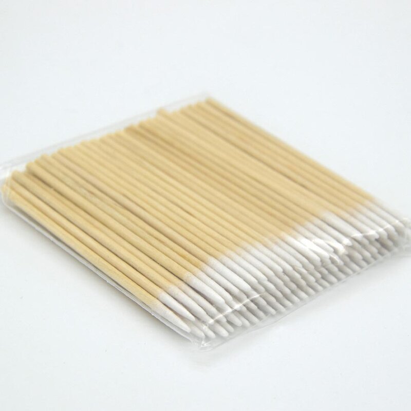 Pennello per tampone di cotone Ultra-piccolo monouso da 100 pezzi pennelli per trucco in Micro legno senza pelucchi strumenti per la rimozione della colla per l'estensione delle ciglia
