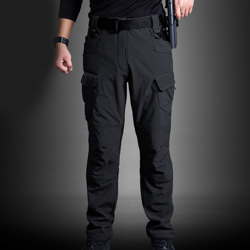 Miękka powłoka spodnie taktyczne dla męskich entuzjastów wojskowych IX7, praca na zewnątrz spodnie, elastyczne proste spodnie trening nóg