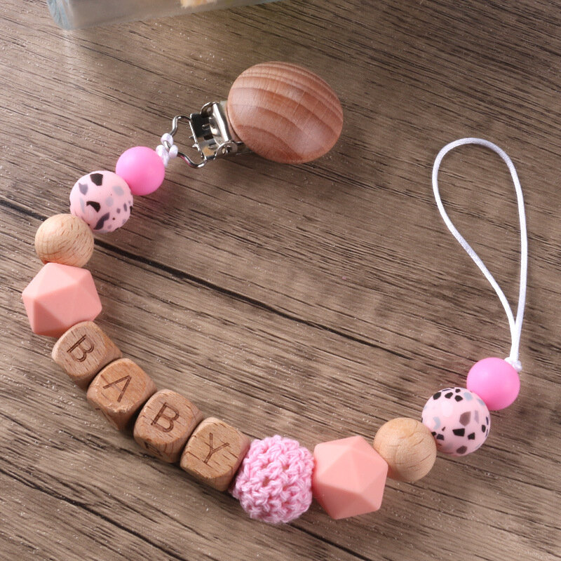 Baby Pacifier Clips Personalized Name Teether Dummy Nipples Holder Clip Chain Newborn Teething Toy Infant Feeding Accessorie