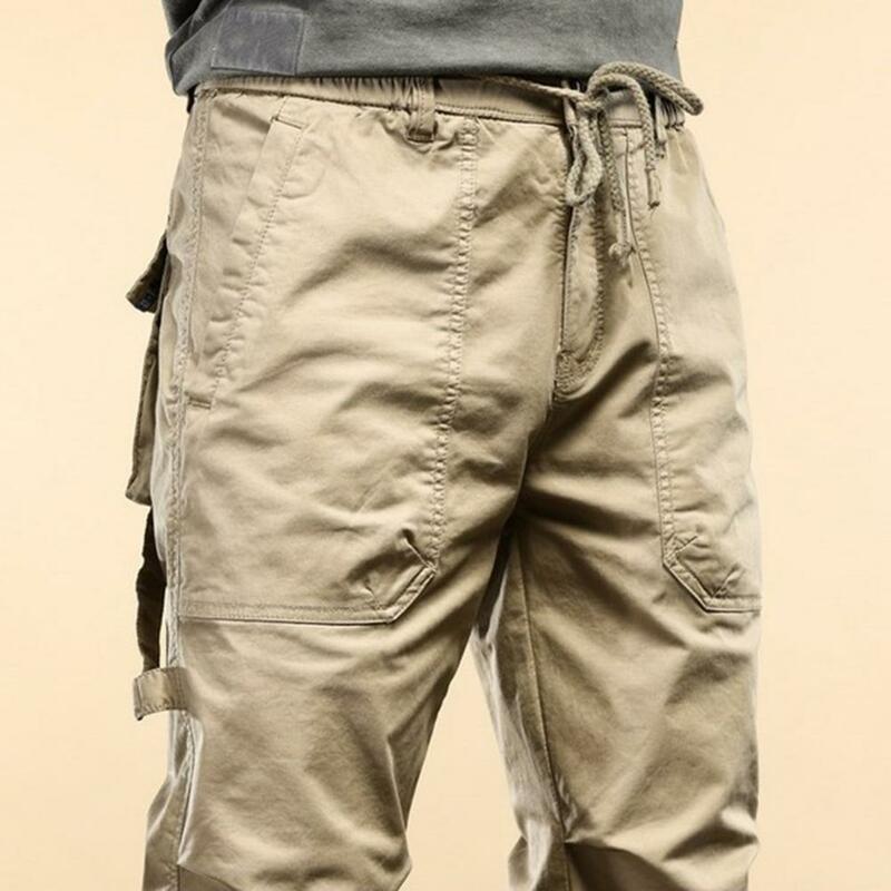 Męskie spodnie Cargo ze sznurkiem męskie spodnie Cargo z elastyczną talią z wieloma kieszeniami suwakami do codziennych sportów