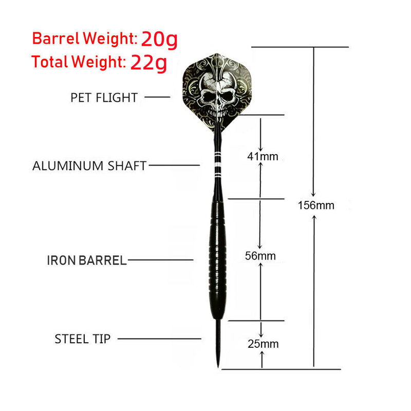 3PCS 22g Professional Steel Tip Darts With Aluminum Shaft