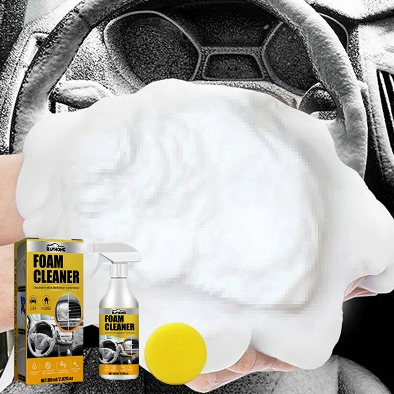 Multi-Purpose Foam Cleaner With Sponge Fast Car Seats Headliner Stain Remover For Vehicle Auto