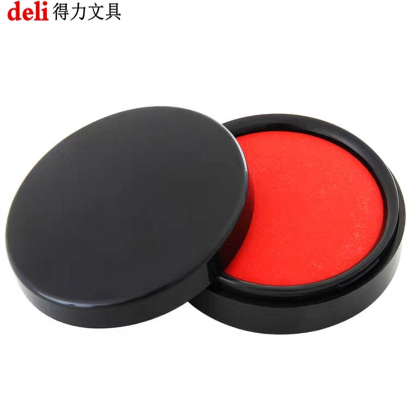 DELI 1pcs Round Square Inkpad for Stamping Quick Dry And Waterproof Stamp Pad Red Office Stationery Finance Supplies Durable