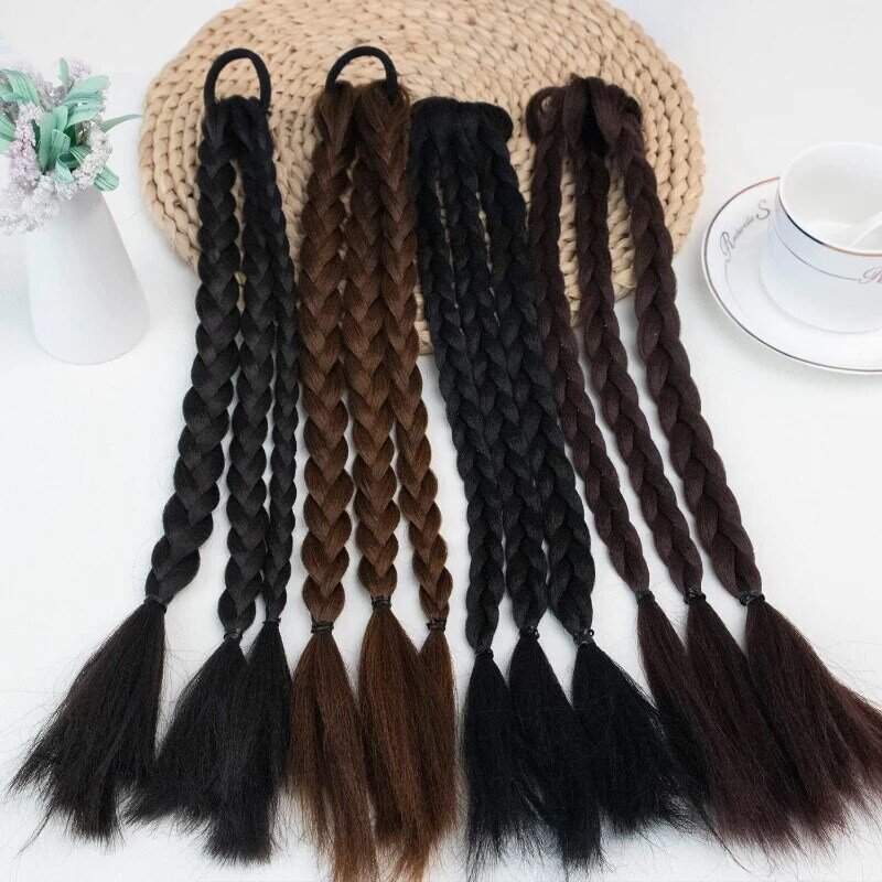 Fashion Wig Braid Crochet Wire Wraps Long Rhinestone Hair Chain Clip Styling Accessories Braided Ponytail Extension for Women