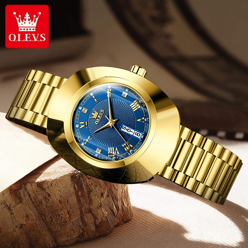 Olevs-女性用ゴールドクォーツ時計、女性用防水腕時計、エレガントなタングステンスチールケース、高級ファッション、オリジナル、新品
