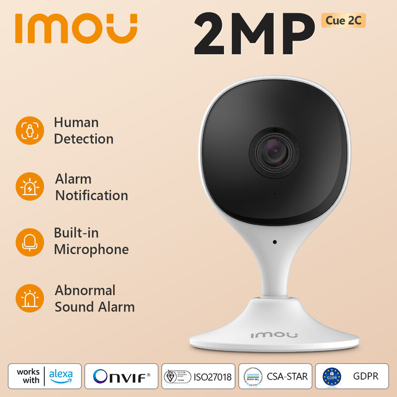IMOU-Caméra de surveillance intérieure Cue 2C 1080P, dispositif de sécurité sans fil, babyphone vidéo, avec vision nocturne, Wi-Fi