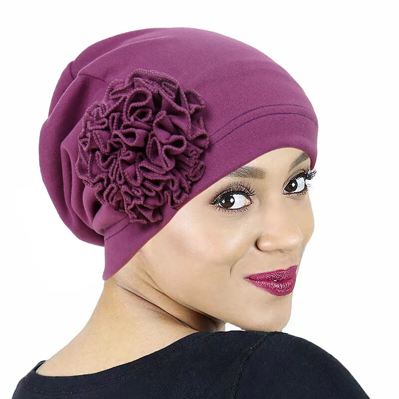 Turbante brillante elegante para mujer, Hijab musulmán, Jersey islámico, gorro de quimio, bufanda de cabeza de flor grande, bufanda de envoltura de cabeza para mujer