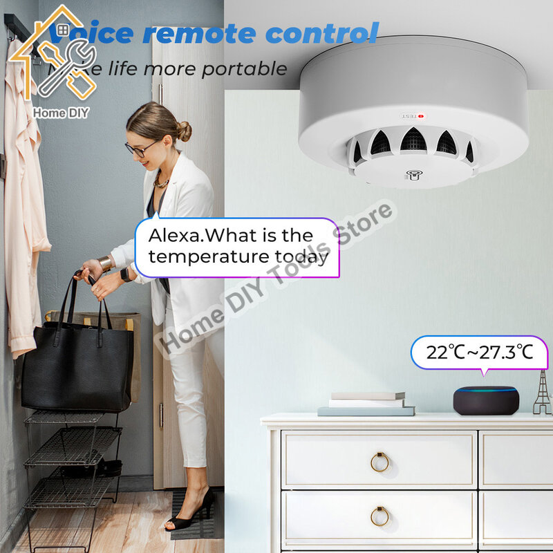 Tuya WiFi alarma de humo temperatura y humedad detección 3 In1 sensor Smart Life Bombero