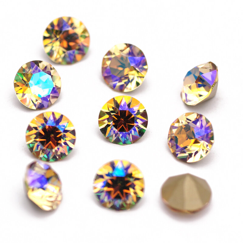 10 pièces accessoires de bricolage colorés strass 5A rond fabrication de bijoux perles de verre Pointback colle sur Nail Art décorations pierres