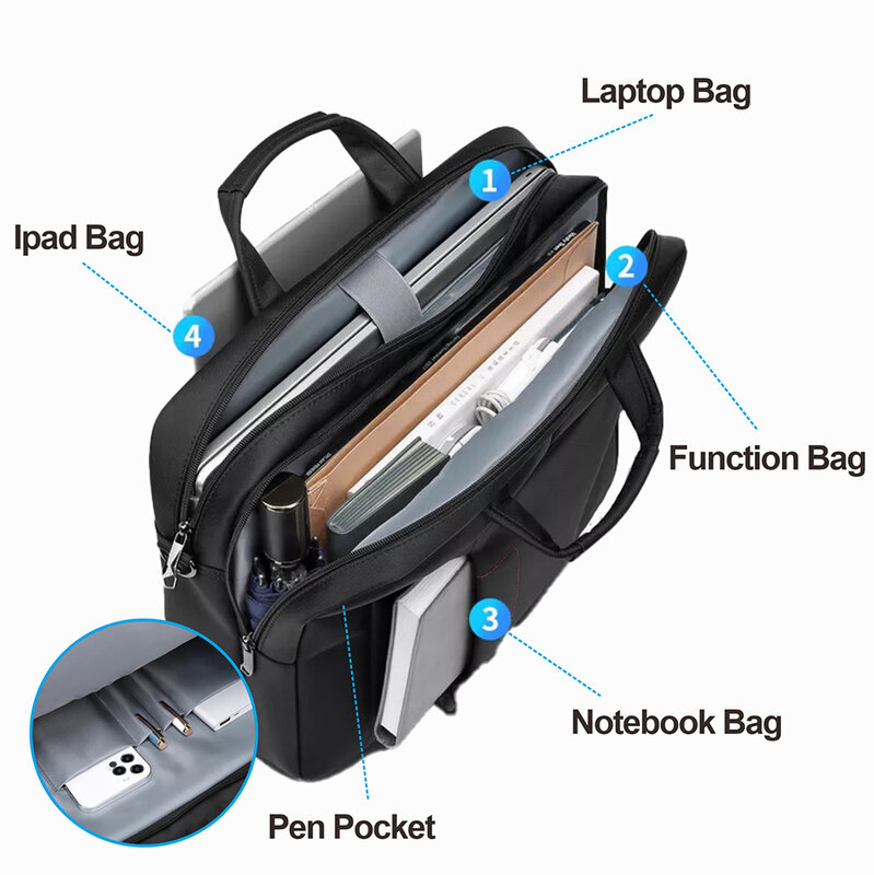 SWISS tas tangan pria, tas selempang bisnis militer portabel kapasitas besar tahan air 16 ", tas Laptop kantor