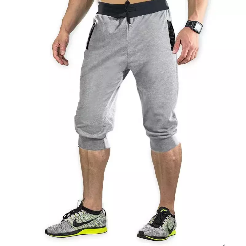 Men's Drawstring Sweatpants GYM Shorts Fashion Cargo Short Men Cropped Trousers Summer Beach Shorts Casual Jogging Track Pants