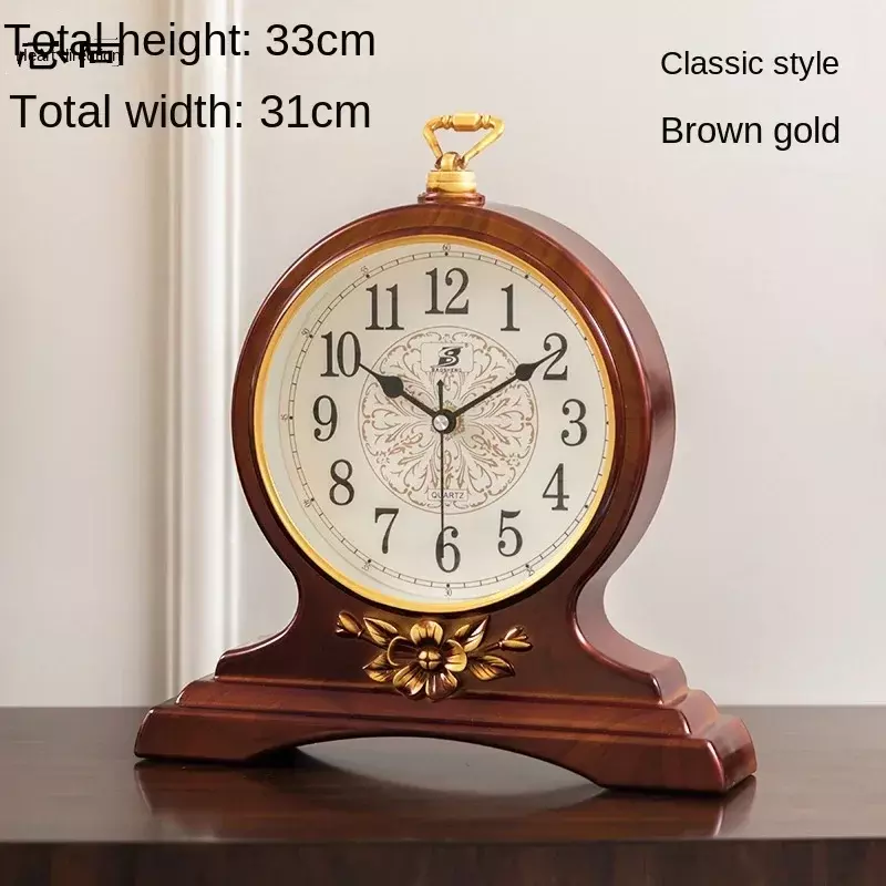 Nordic Vintage Living Room Clock Wooden Silent Movement European Vintage Home Table Clock Home Table Decoration Gift