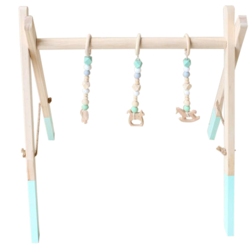 Wooden baby activity gym with hanging crochet toys wholesale